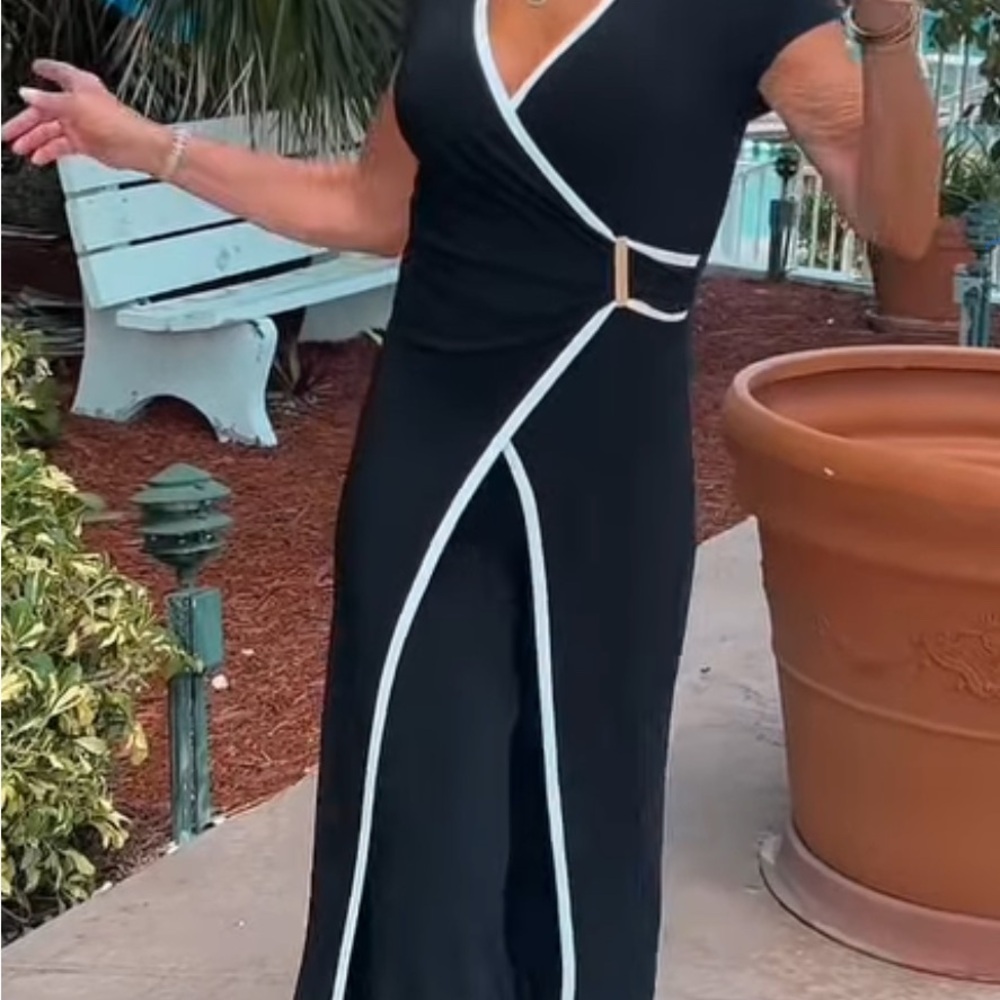 Elegant Black and White Jumpsuit
